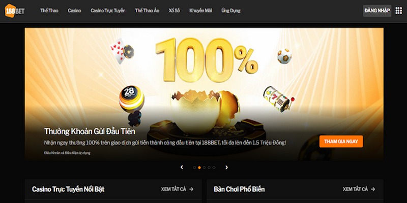 Casino online 188bet có tỷ lệ trả thưởng rất lớn